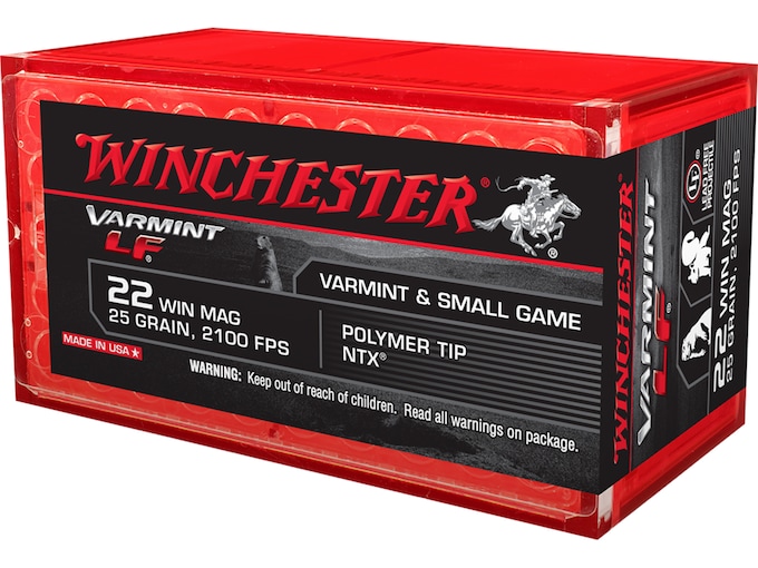 Winchester Super-X Ammunition 22 Winchester Magnum Rimfire (WMR) 25 Grain NTX Polymer Tip Lead-Free